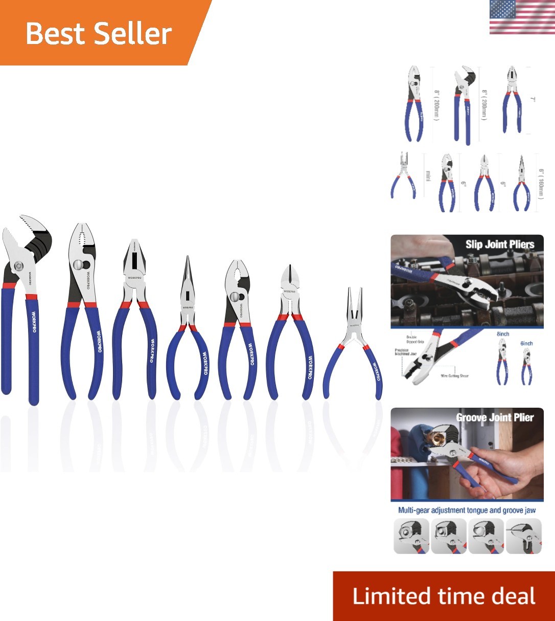 Comprehensive 7-Piece Pliers Set with Ergonomic Grip for Home and Garden Use