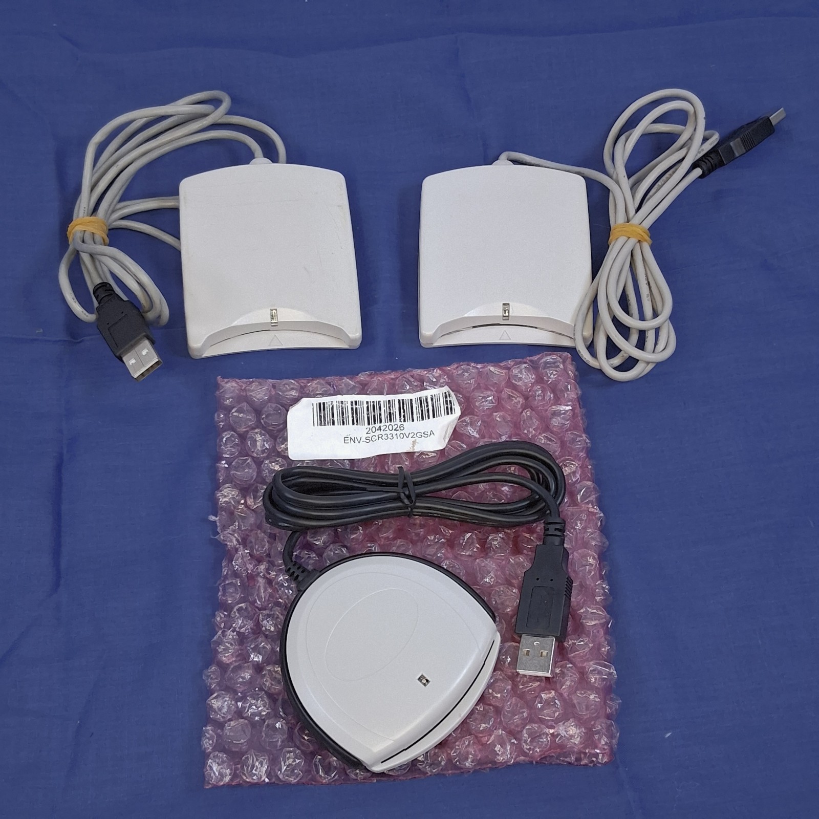 DOD Common Access Card Readers USB Set Of 3 - (1) SCR3310 New & (2) SCM SCR331