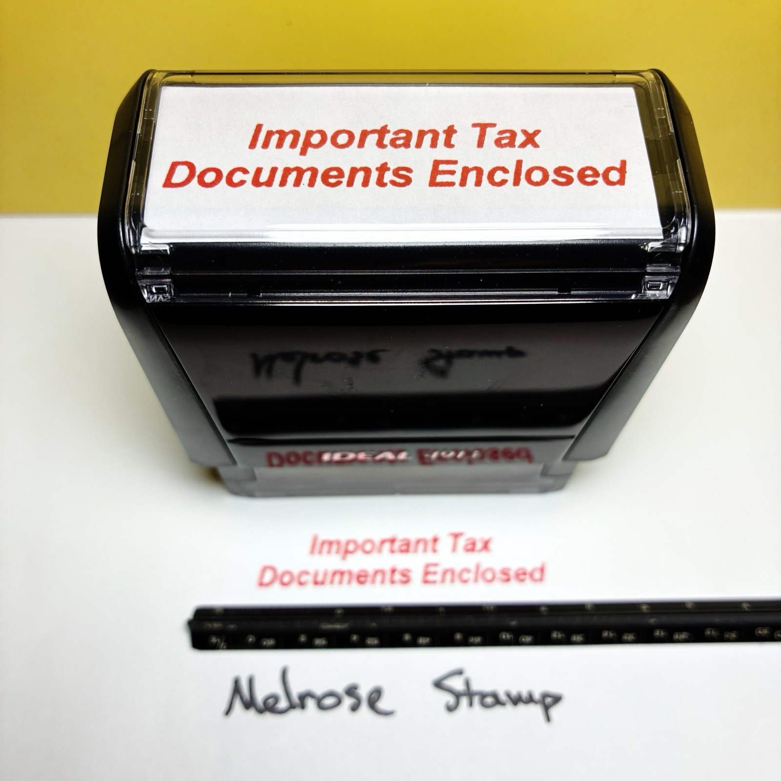 Important Tax Documents Enclosed Rubber Stamp Red Ink Self Inking Ideal 4913