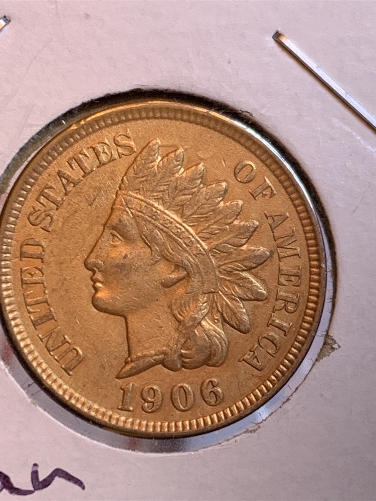 1906 INDIAN HEAD CENT ~ AU+ Condition RB ~ NICE DIE CLASHING!
