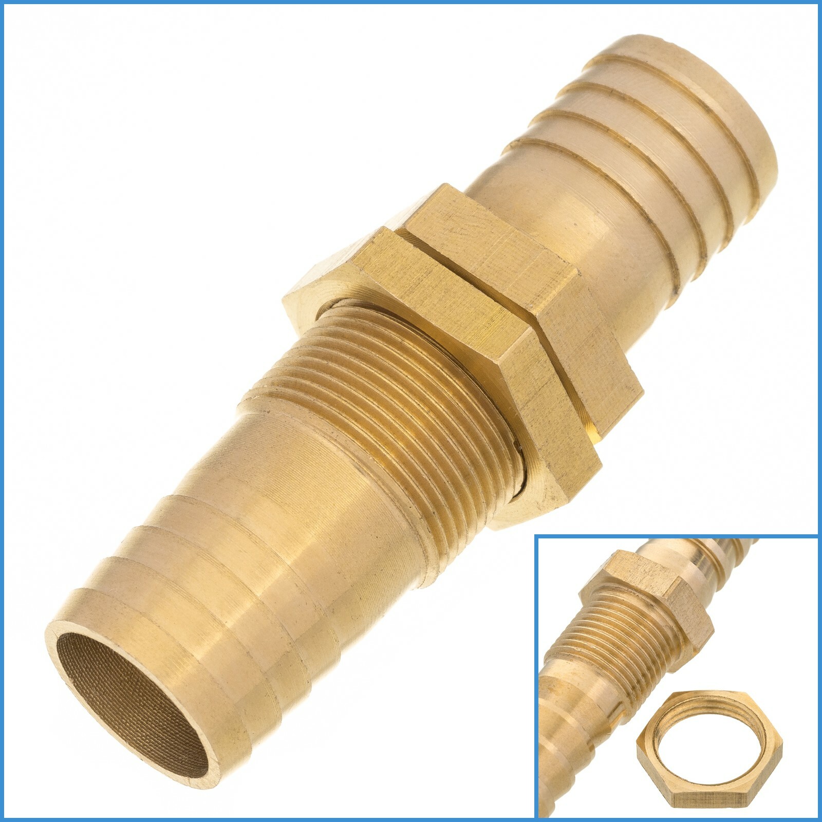 Brass 16mm Bulkhead Barbed Fitting Hose Straight Air Water Adapter Converter