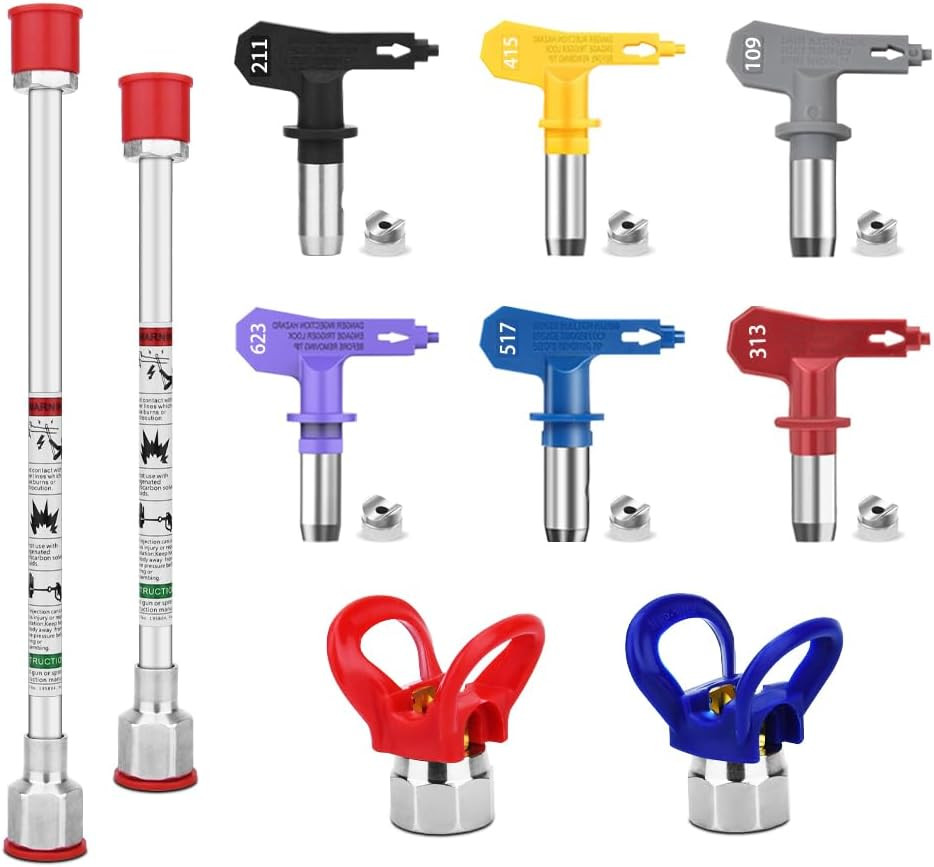 10 Pieces Airless Paint Sprayer Gun Accessory Set Equipped with 2 Extension