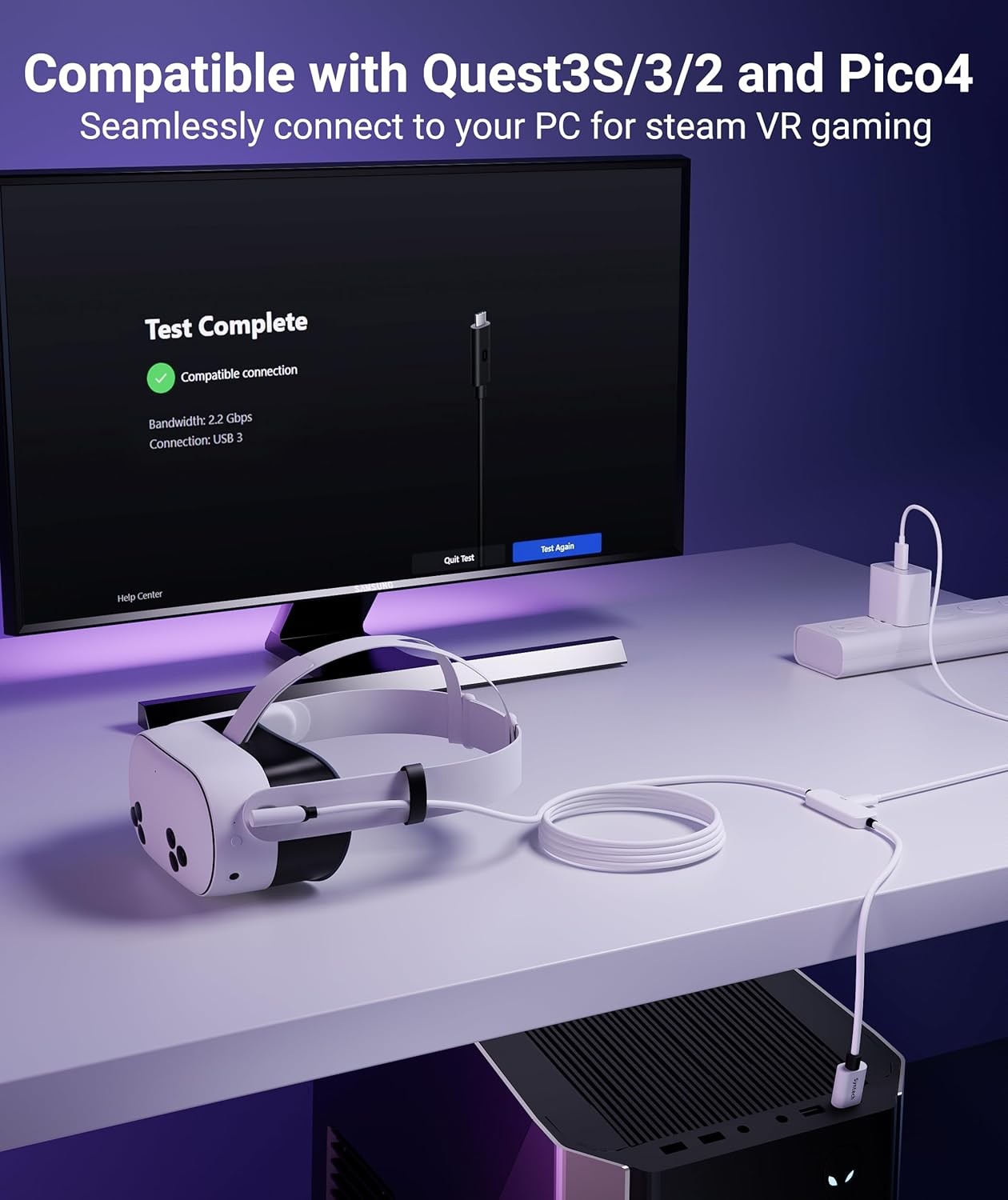 Syntech 16FT Link Cable Charging Compatible Oculus Meta Quest 3S 3 Cable