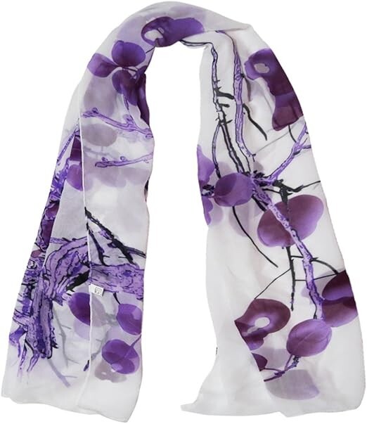 Grape Floral Style Chiffon Scarf Head Hair Wrap Classy Soft Lightweight