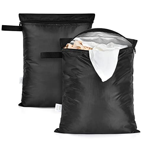 2 Pack Wet Bag for Swimsuit and Towels 12 x 16 inch Waterproof Clothes Bag