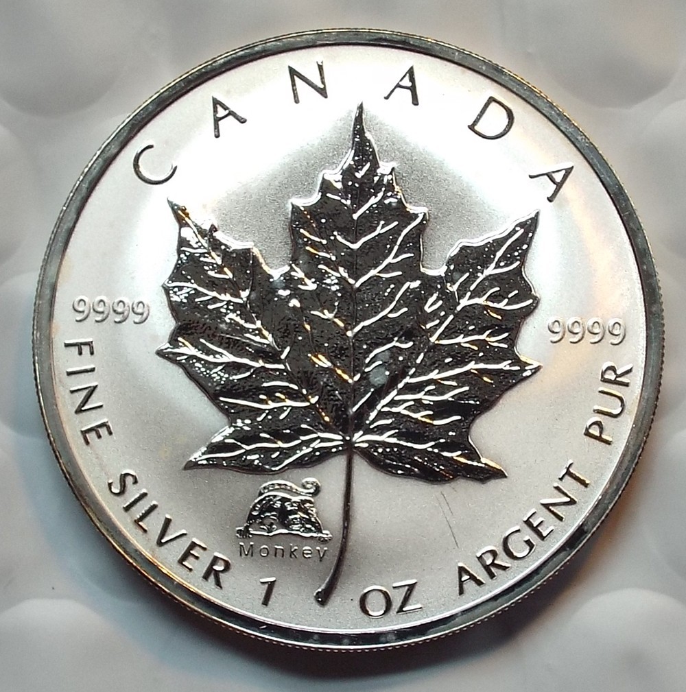 2004 Silver Maple Leaf Monkey Privy With COA -  Only 25,000 Worldwide - 1oz.💥💥