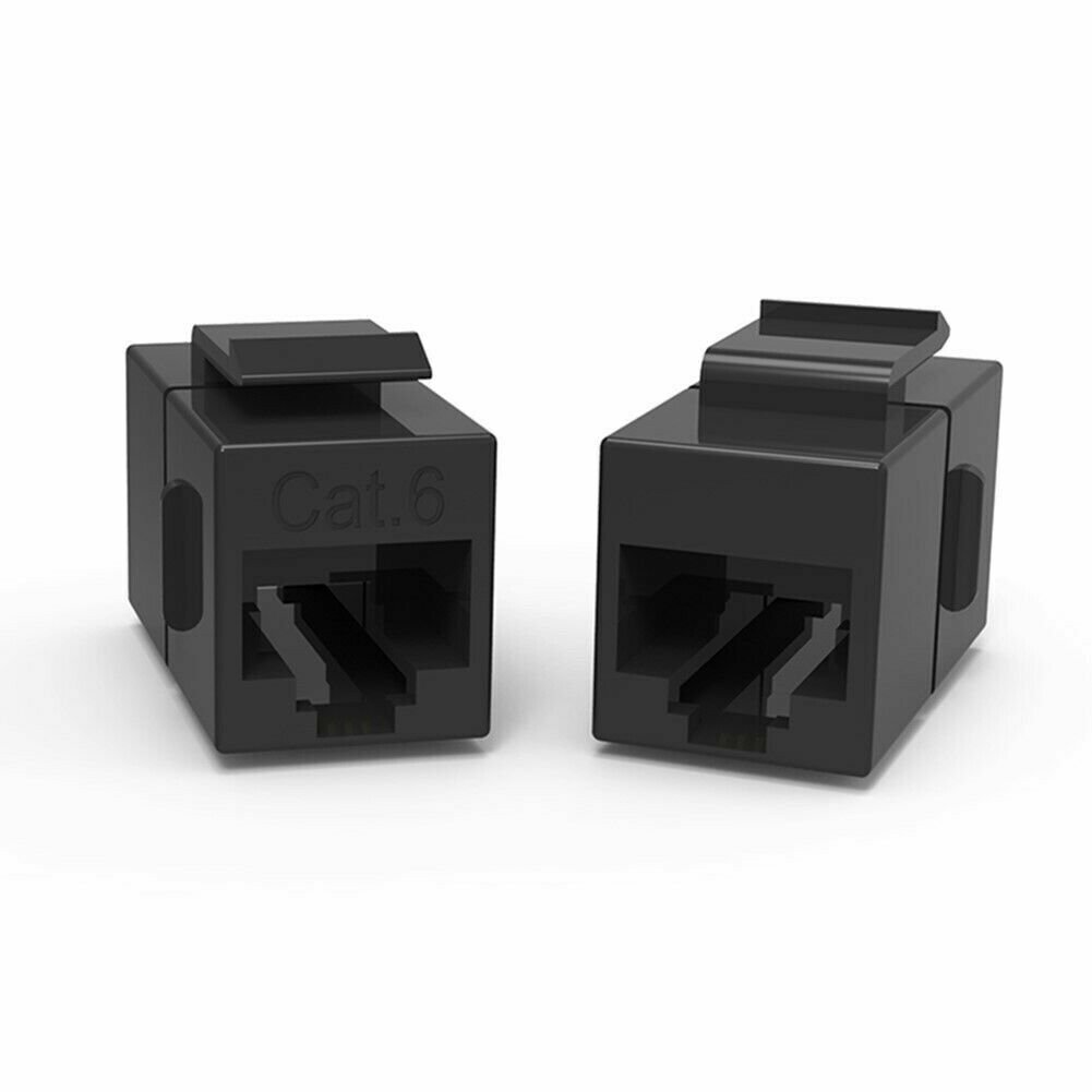 6x CAT6 Keystone Ethernet RJ45 Network Coupler Cable Wall Plate Extender Black