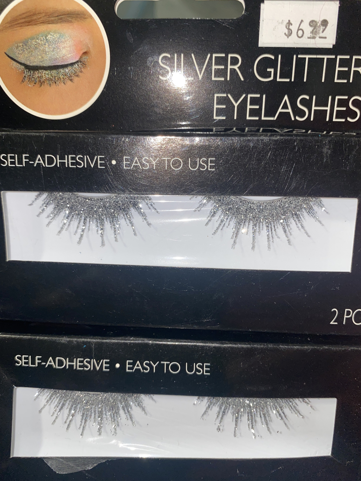 Halloween Eyelashes  Silver Glitter Eyelashes  Long Glitter Eyelashes 2 Packs