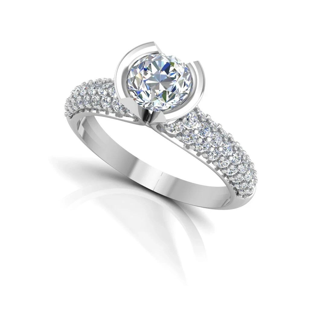 Lab-Created 1.30 Ct Round Cut VVS1 Diamond Engagement Ring 14K White Gold FN