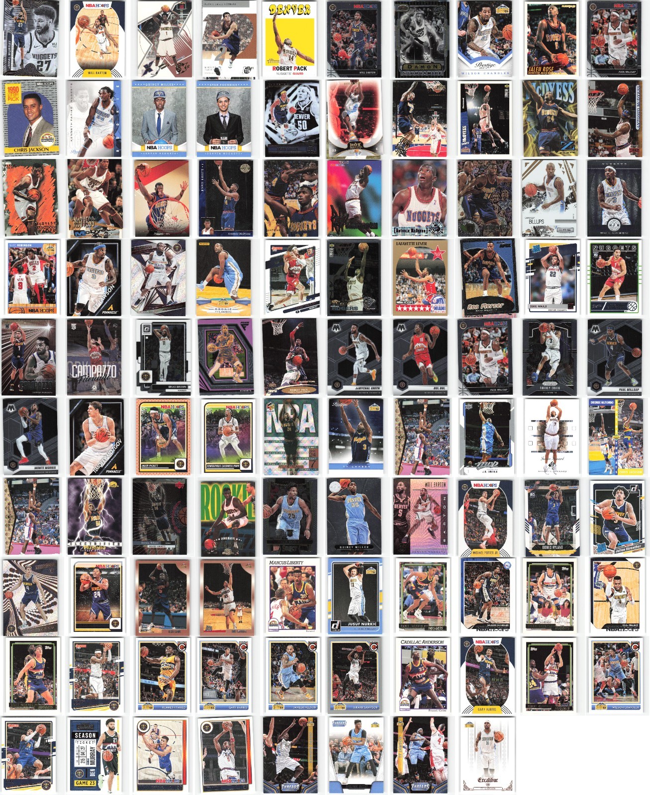 Denver Nuggets Team Lot of 98 NBA Basketball Card Collection - Exact Cards Shown