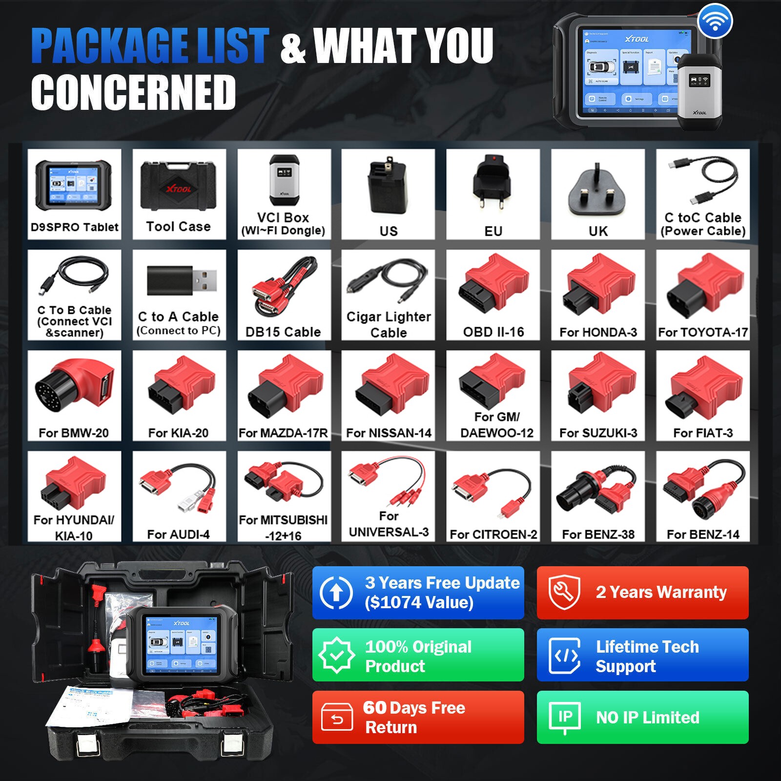 XTOOL D9SPRO ECU Programming Diagnostic Tool Bidirectional OBD2 Scanner 45 Reset