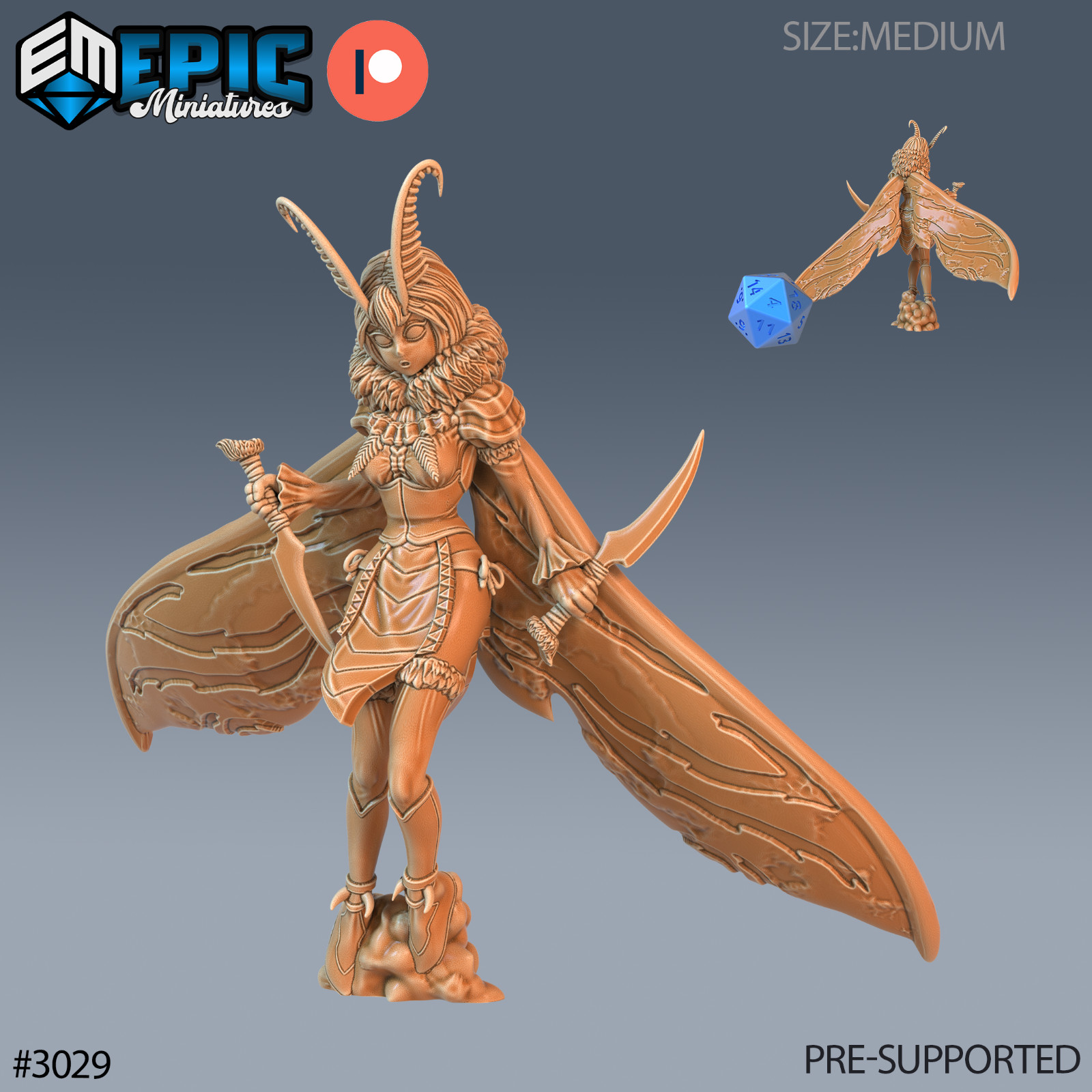 Moth Girl A | Epic Miniatures | RPG D&D Pathfinder Wargaming