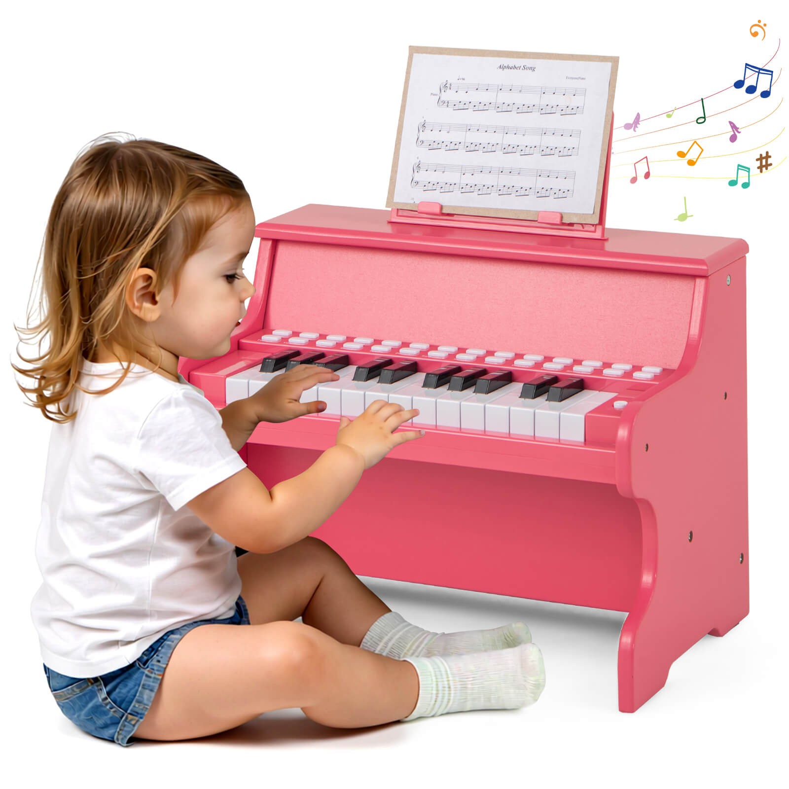25 Keys Digital Piano w/Music Stand, Teaching Mode, Lighted Keys, 6 Instruments