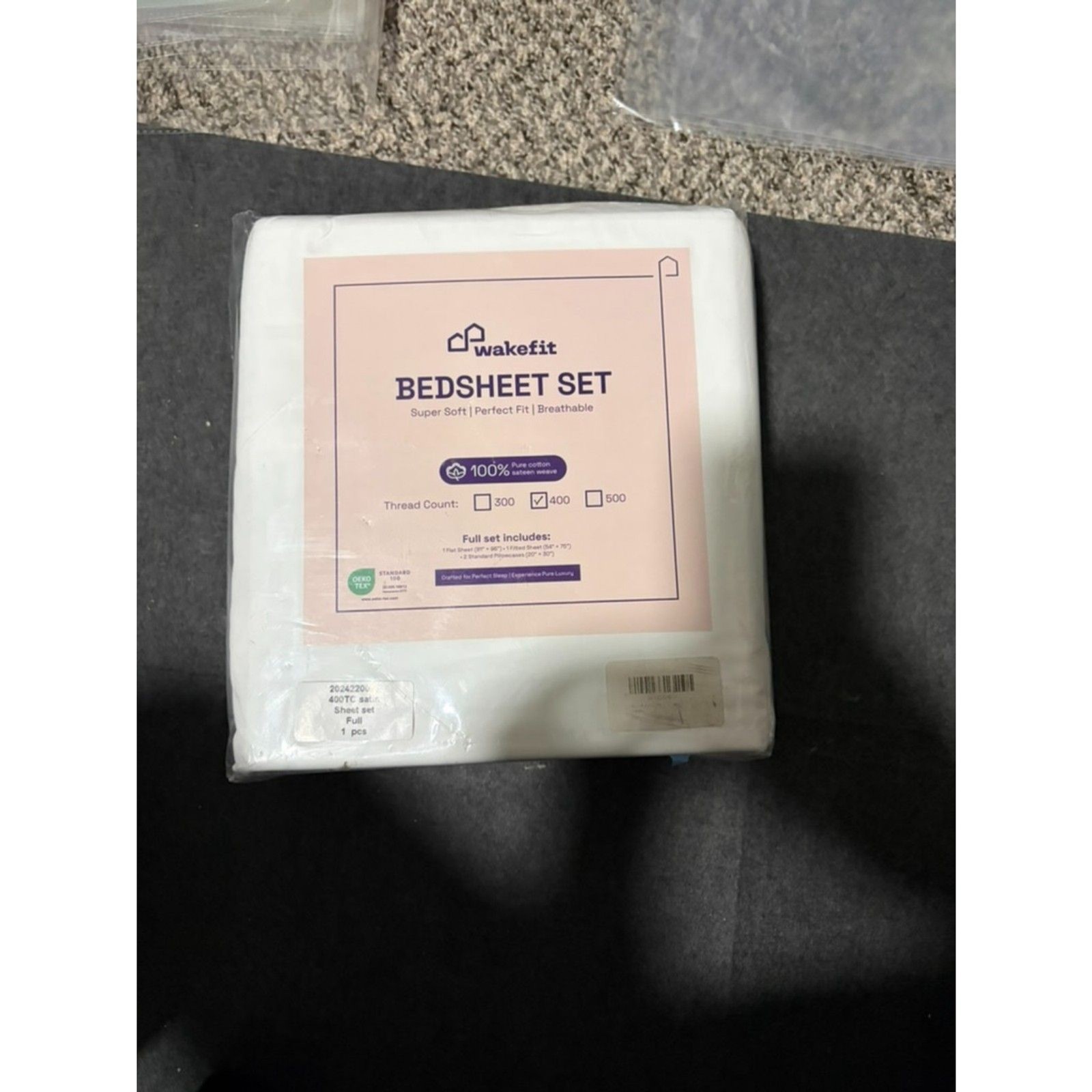 Wakefit 400TC Full Sheet set 4 pc