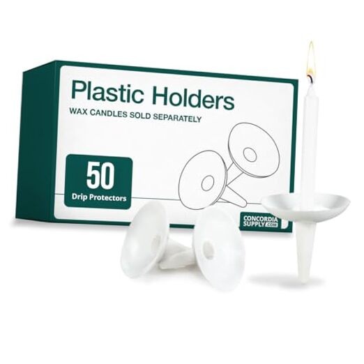 Candlelight Service Reusable Plastic Candle Holders for Pack of 50