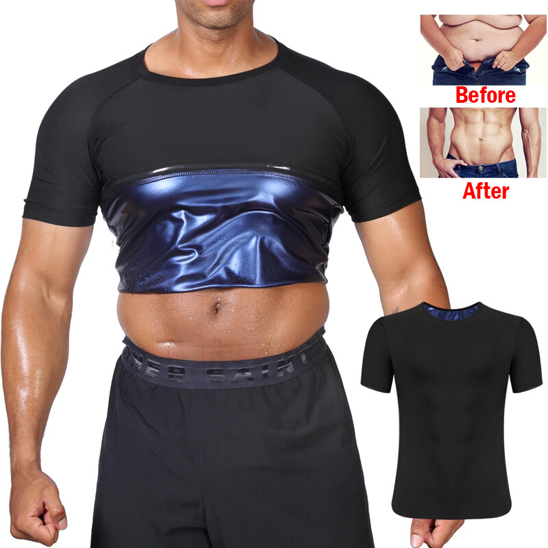 Men Sauna Shirt Sweat Compression Shirt Weight Loss Body Shaper Workout Sports