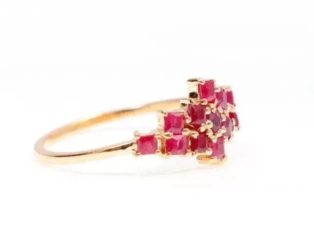 2.00Ct Princess Cut Lab-Created Ruby Engagement Ring In 14k Yellow Gold Plated2.