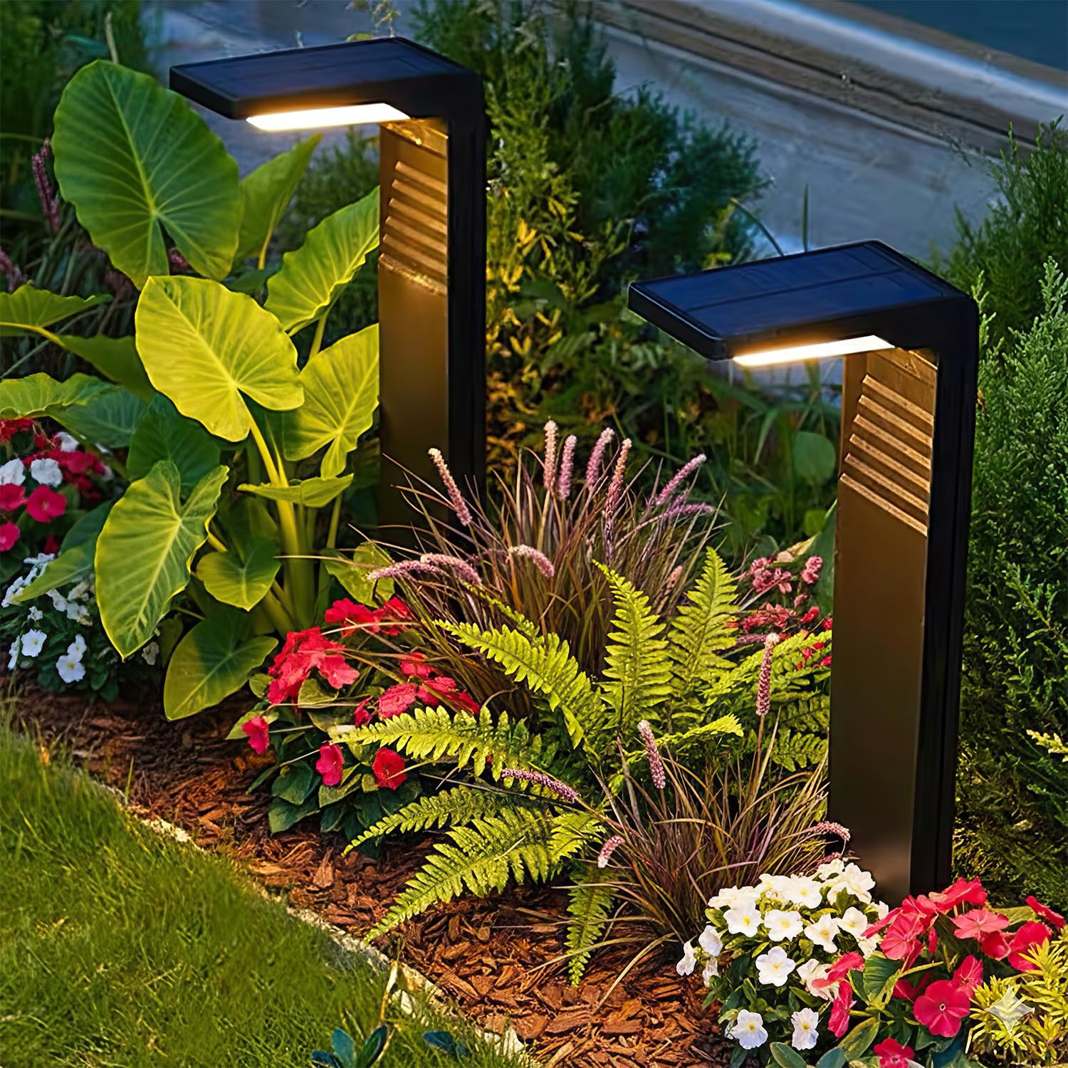 Solar Pathway Lights 6 Pack Dual Warm Cool White Waterproof LP-6-2025 Modes Lawn