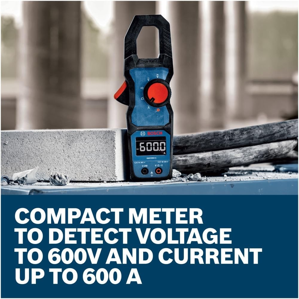 BOSCH GMC600-15 True RMS Digital Clamp Meter - 600A AC/DC Electrical Tester