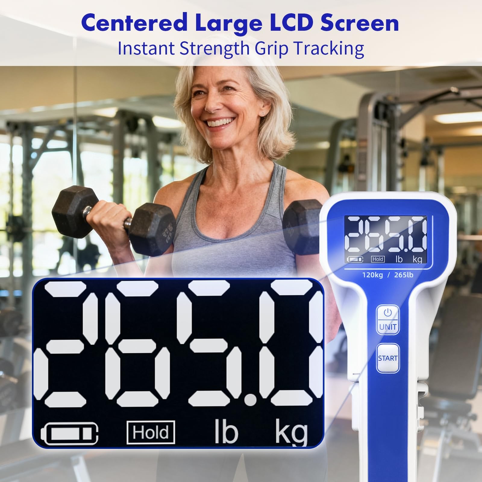 Grip Strength Tester, Digital Hand Dynamometer FDA Registered with Backlit LC...