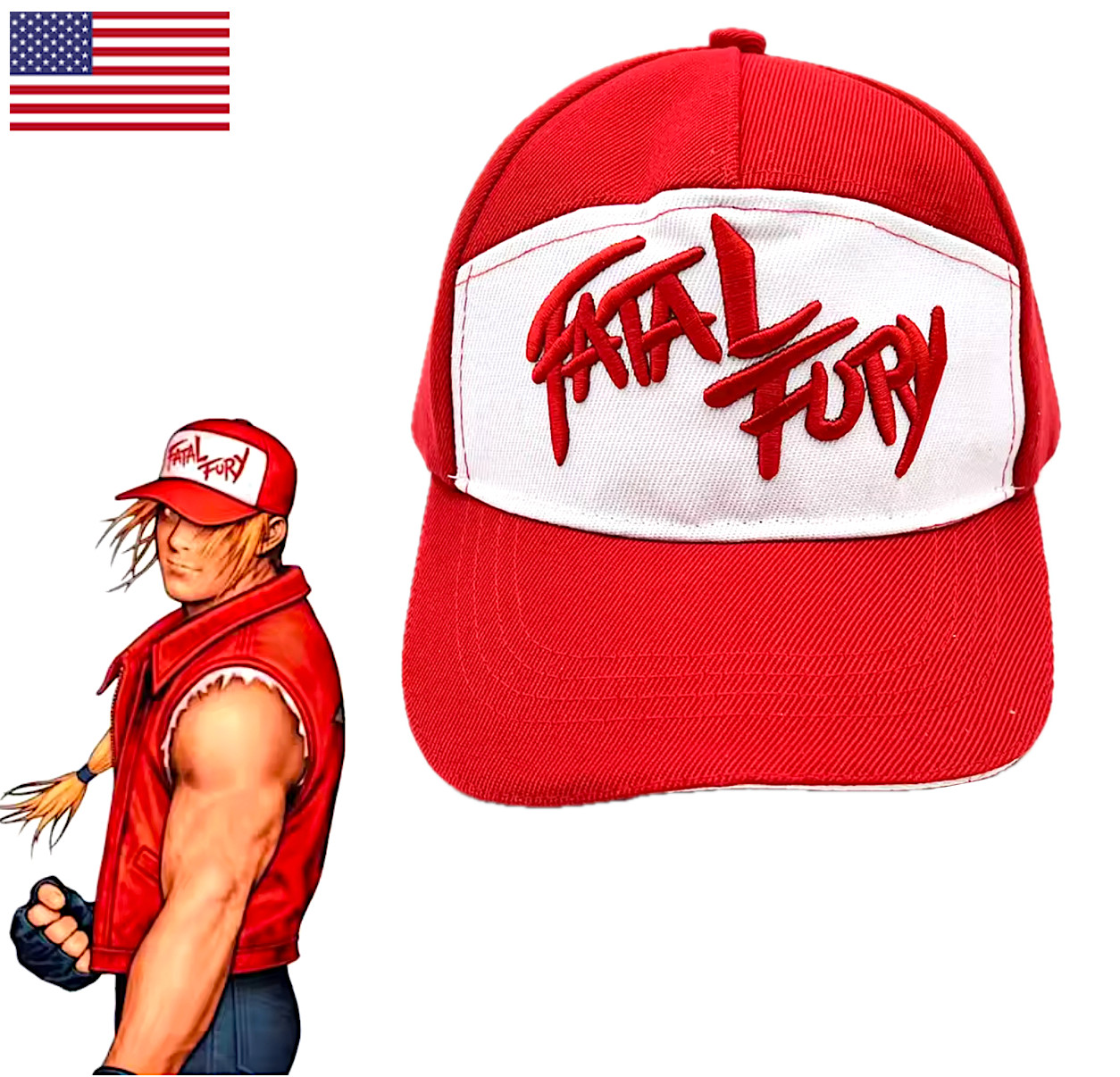 FATAL FURY Cap Terry Bogard Adult Red Hat KingofFighters Cosplay LIMITED EDITION