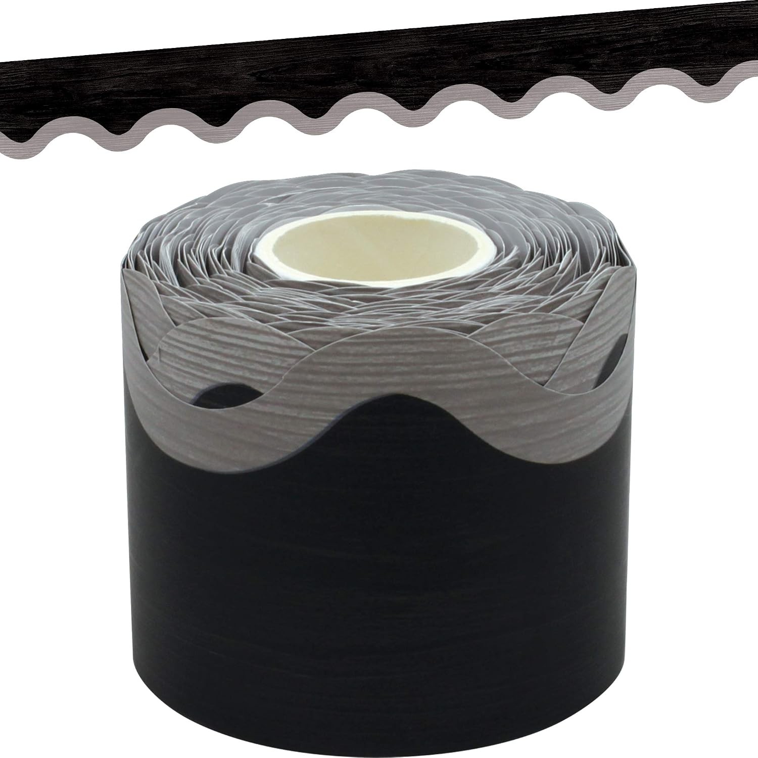 Modern Farmhouse Scalloped Border Trim, Black/Gray, 50ft for Decor