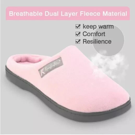 WOMEN MEMORY FOAM WARM FLEECE SLIPPERS ANTI-SKID BREATHABLE SOLE INDOOR & HOME
