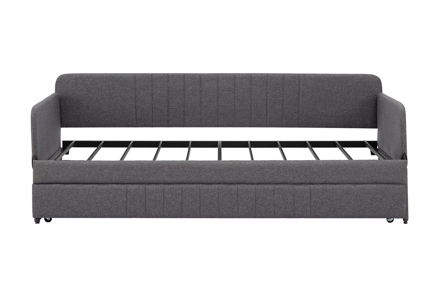 Twin Size Daybed Upholstered Bed Frame Sofa Bed with Trundle Bed Grey