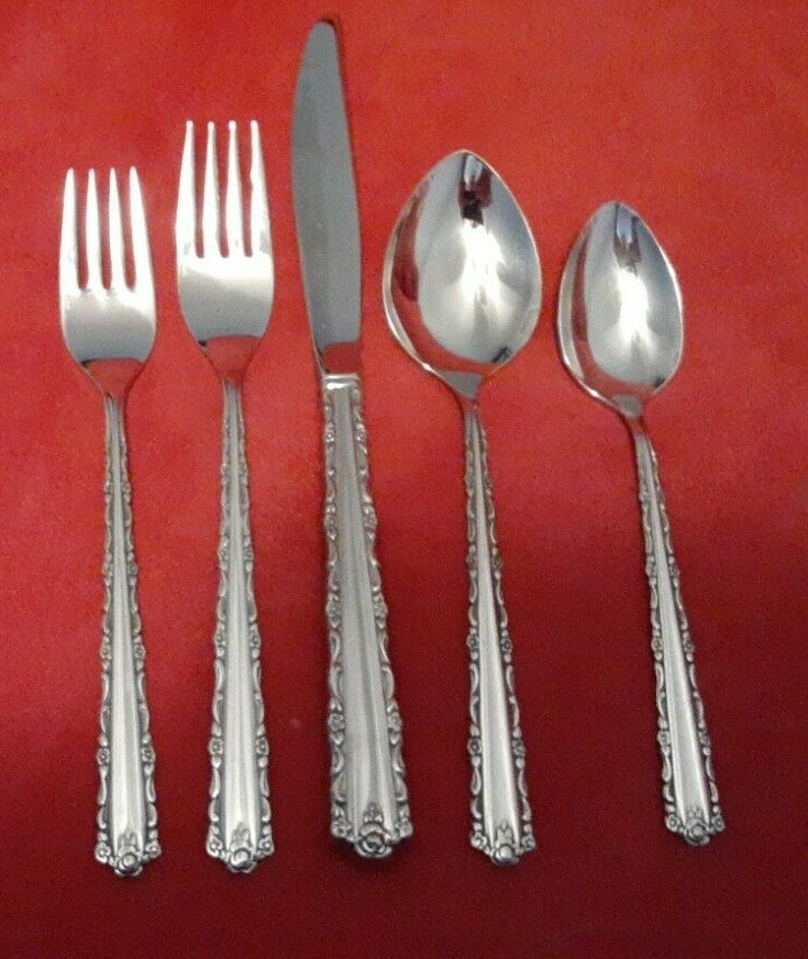 Oneida 18/8 stainless Cherie 1 five piece setting EUC