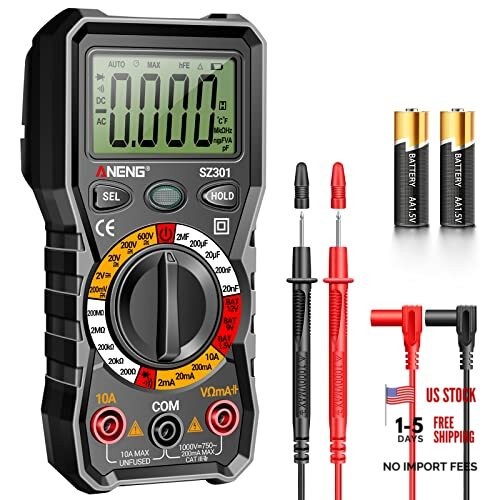Digital Multimeter with Case,DC AC Voltmeter,Ohm Volt Amp SZ301 Black