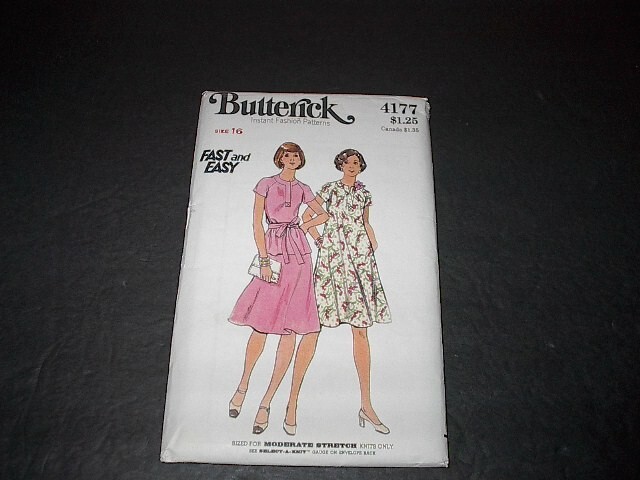 Butterick Pattern 4177 Misses' Loose-Fitting Flared Dress Top Skirt Belt  14 Unc
