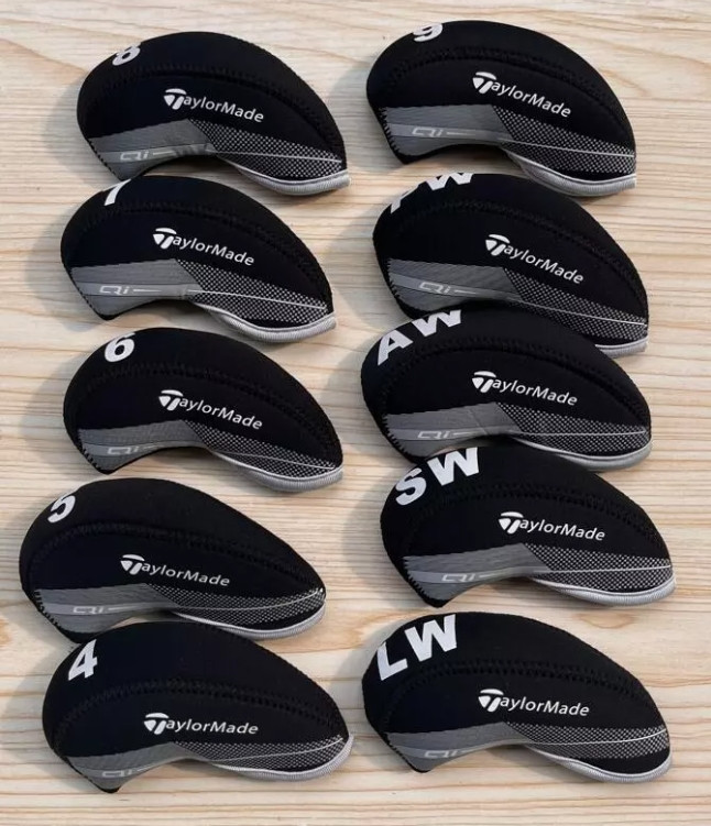“10Pcs” TLM Qi Stealth Iron Head Cover Golf Club Covers 4-9ASPL/W Black White