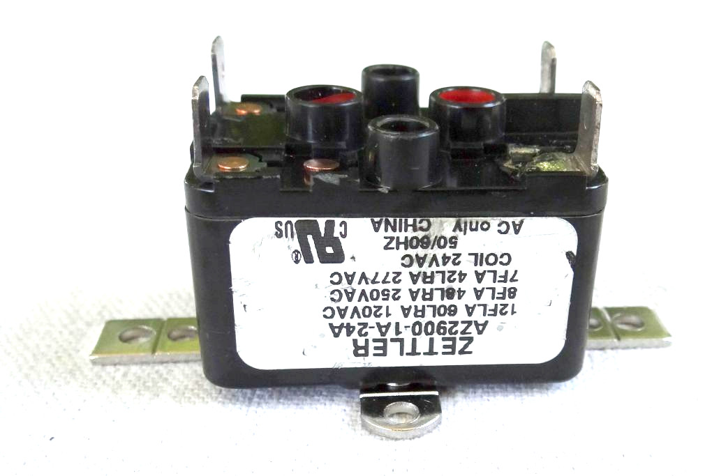 Zettler Relay AZ2900-1A-24A  8FLA 48LRA 250Vac COIL: 24V 50/60HZ 12FLA  120 Vac