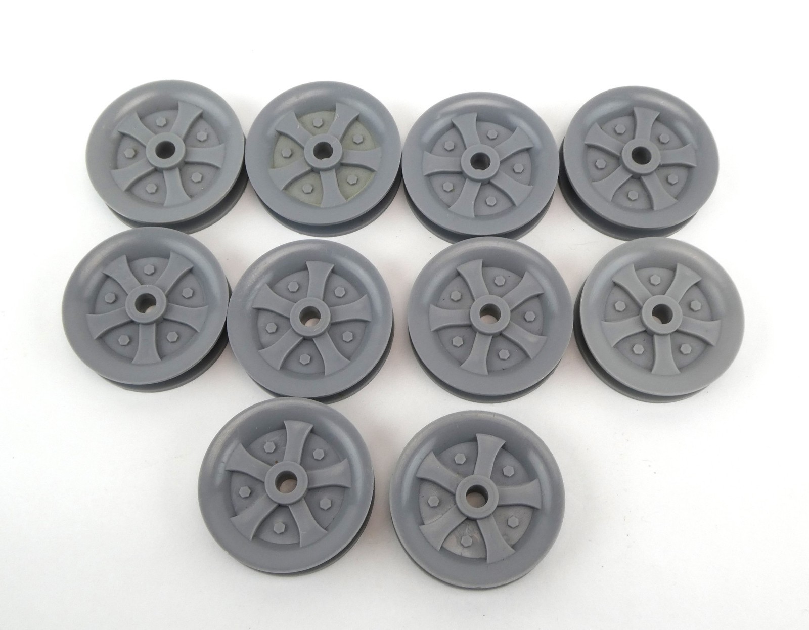 Knex K'nex Lot of 10 Hub Pulley Wheels - Medium 2" (50mm) - Gray/Silver