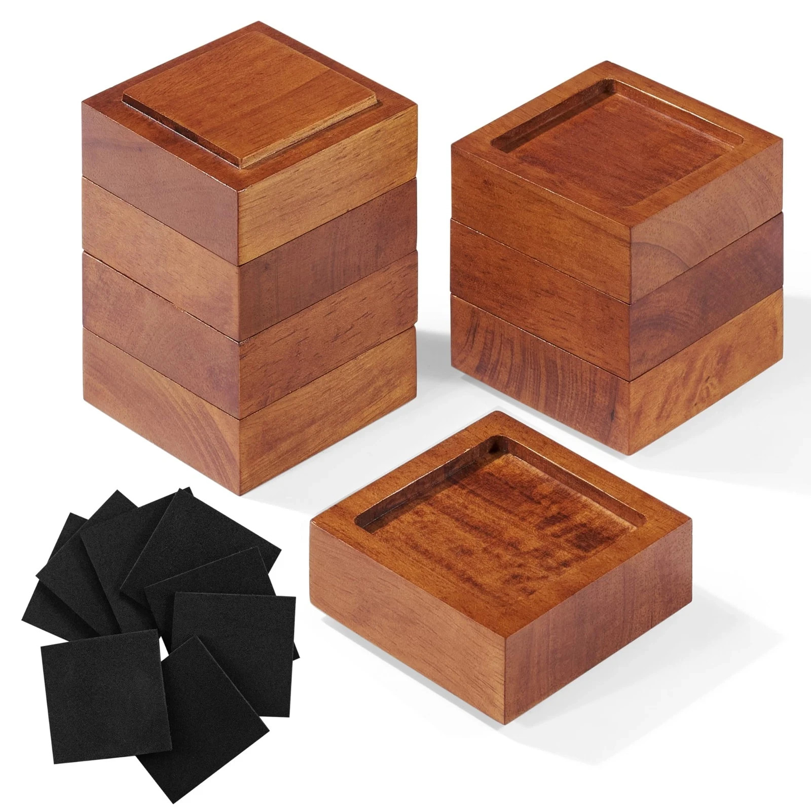 Bed Risers (Set of 8) Furniture Risers Lifts Height 1", 2" or 3", Solid Natur...