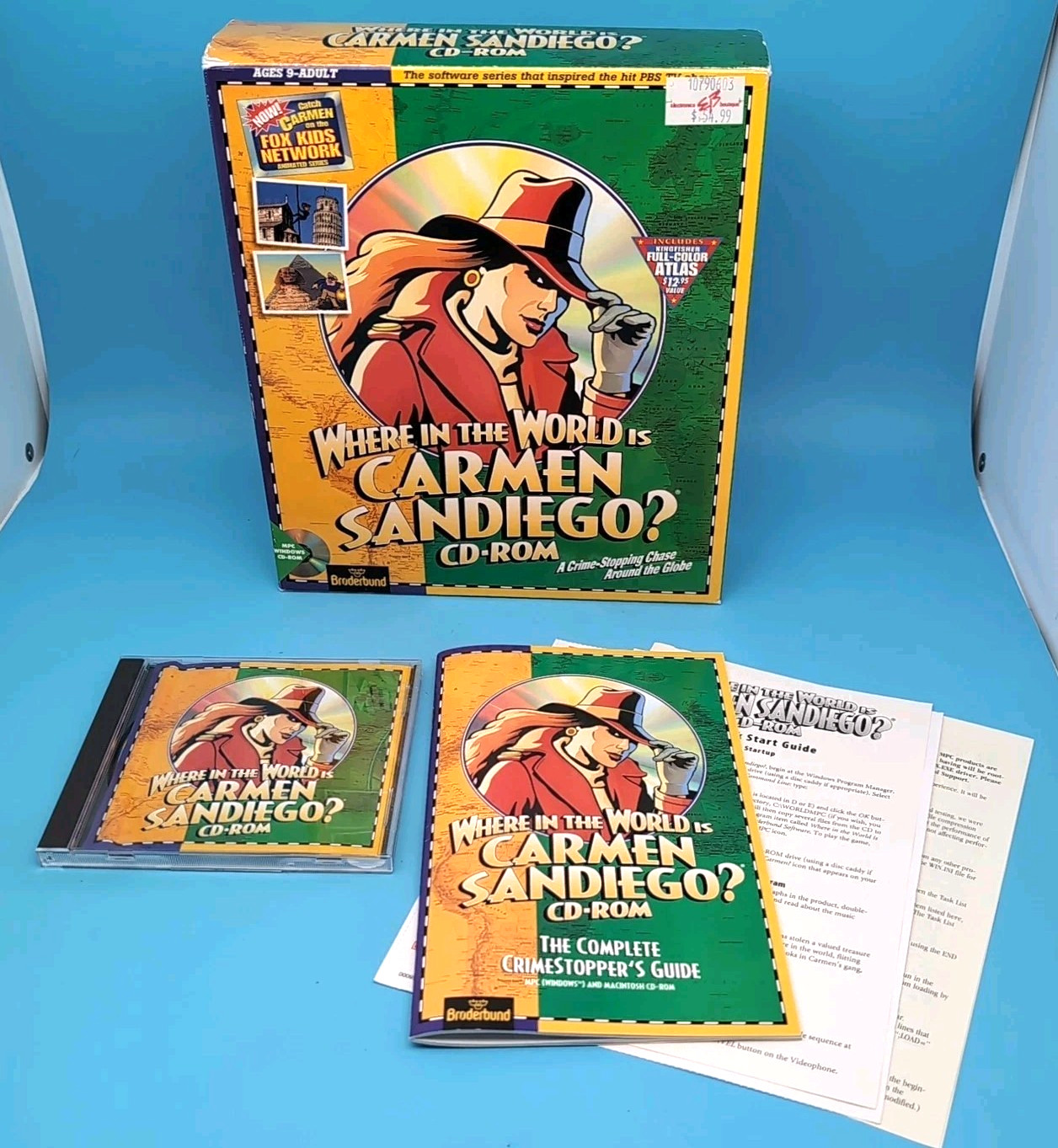 Vintage Where in the World is Carmen Sandiego Big Box PC CD-Rom LOOK