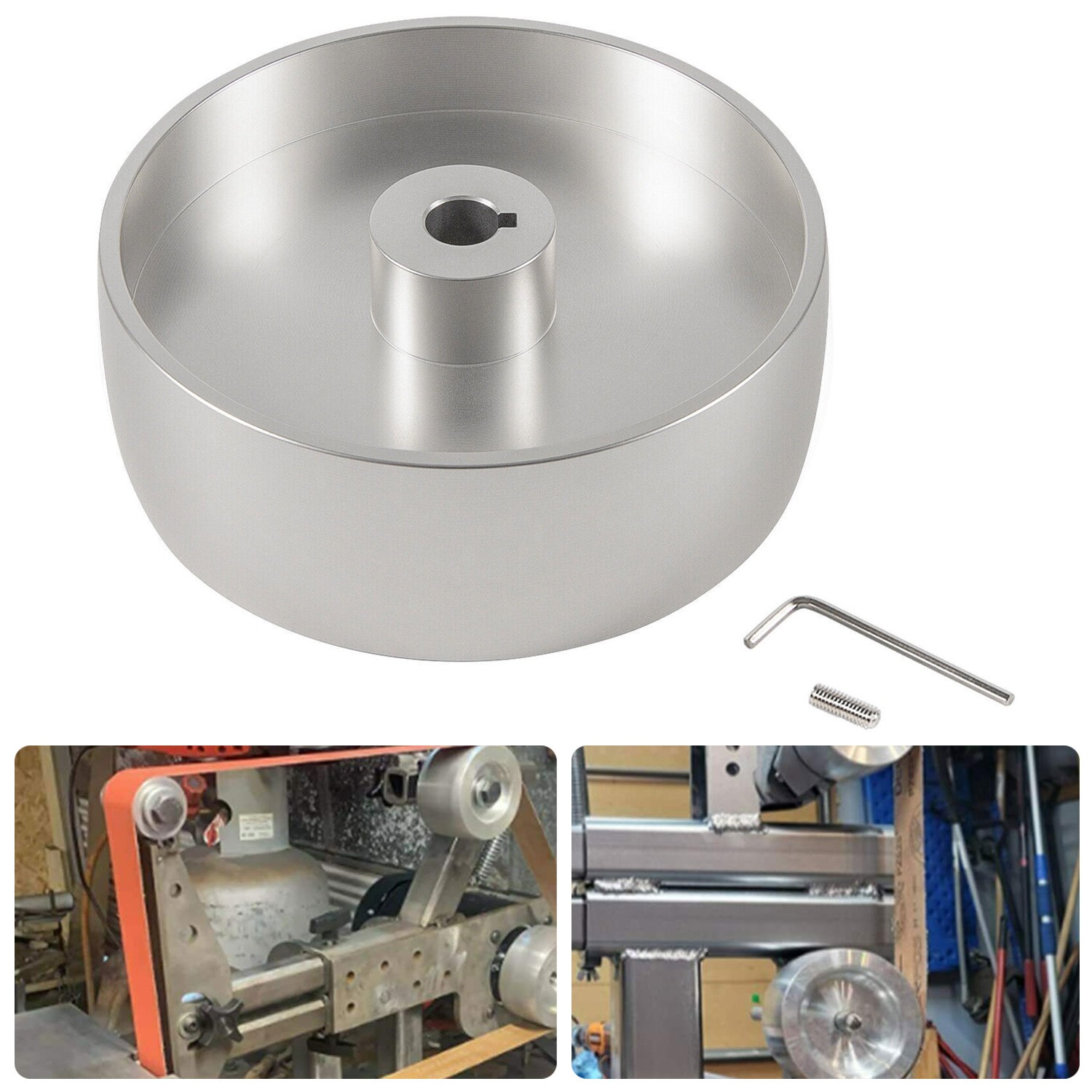 2x72" Belt Grinder Knife Grinder 6" Drive Wheel Crowned 5/8" Bore Aluminum