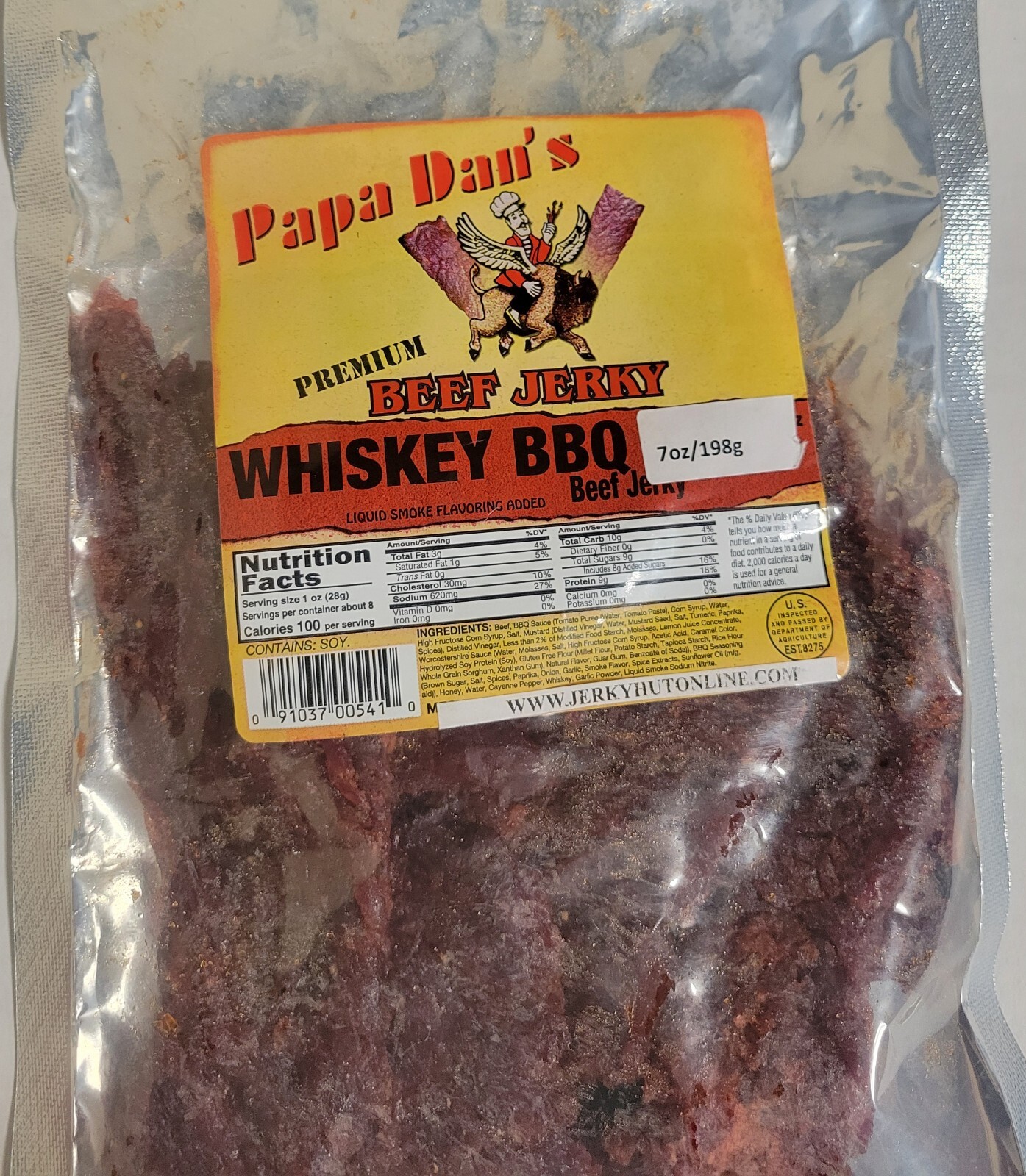 Papa Dan's Whiskey BBQ beef jerky (4 oz.)