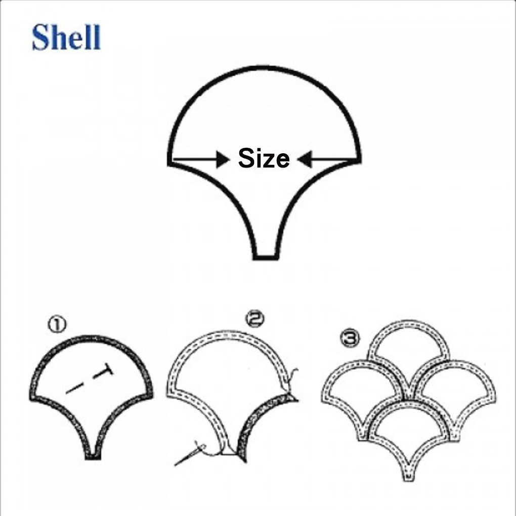 200 Clamshell Paper Piecing Papers Plus One Template for Fabric Cut