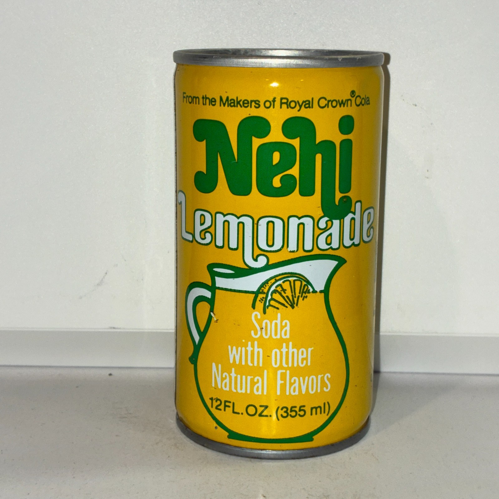 1970's Nehi Lemonade Soda can, bottom opened, #1