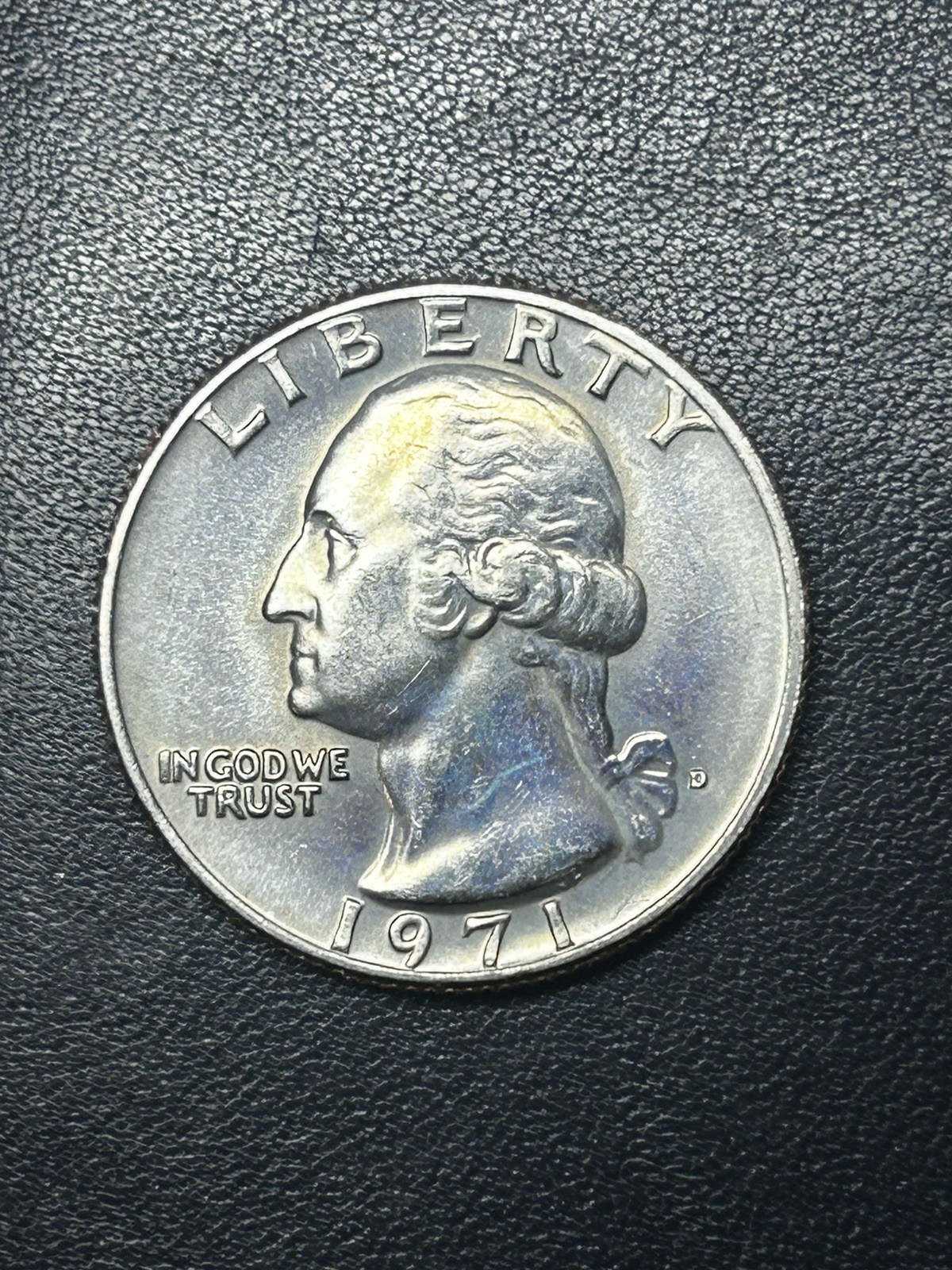 1971 D Washington Quarter Toned Near Perfect Example Brilliant Uncirculated A163