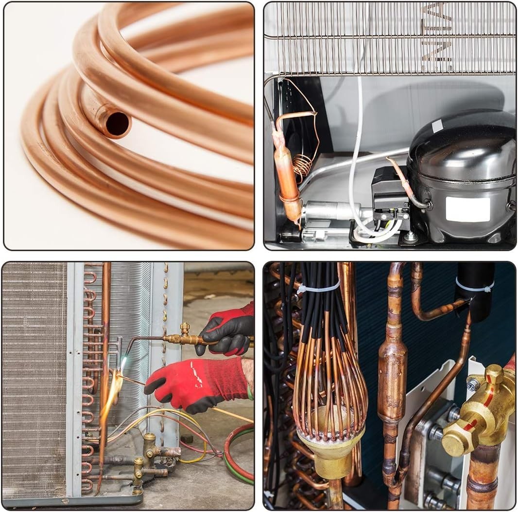 Refrigeration Tubing 1/8" OD x 5/64" ID x 6.5 Ft Length Soft Coil Copper Tubing
