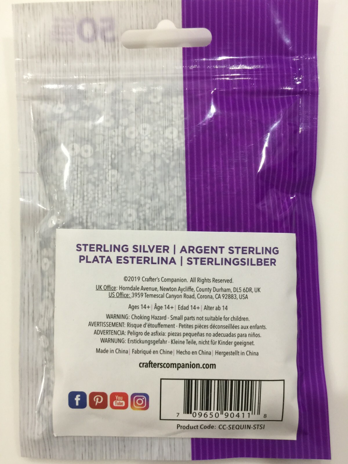 Crafter's Companion Mixed sequin pack silver new
