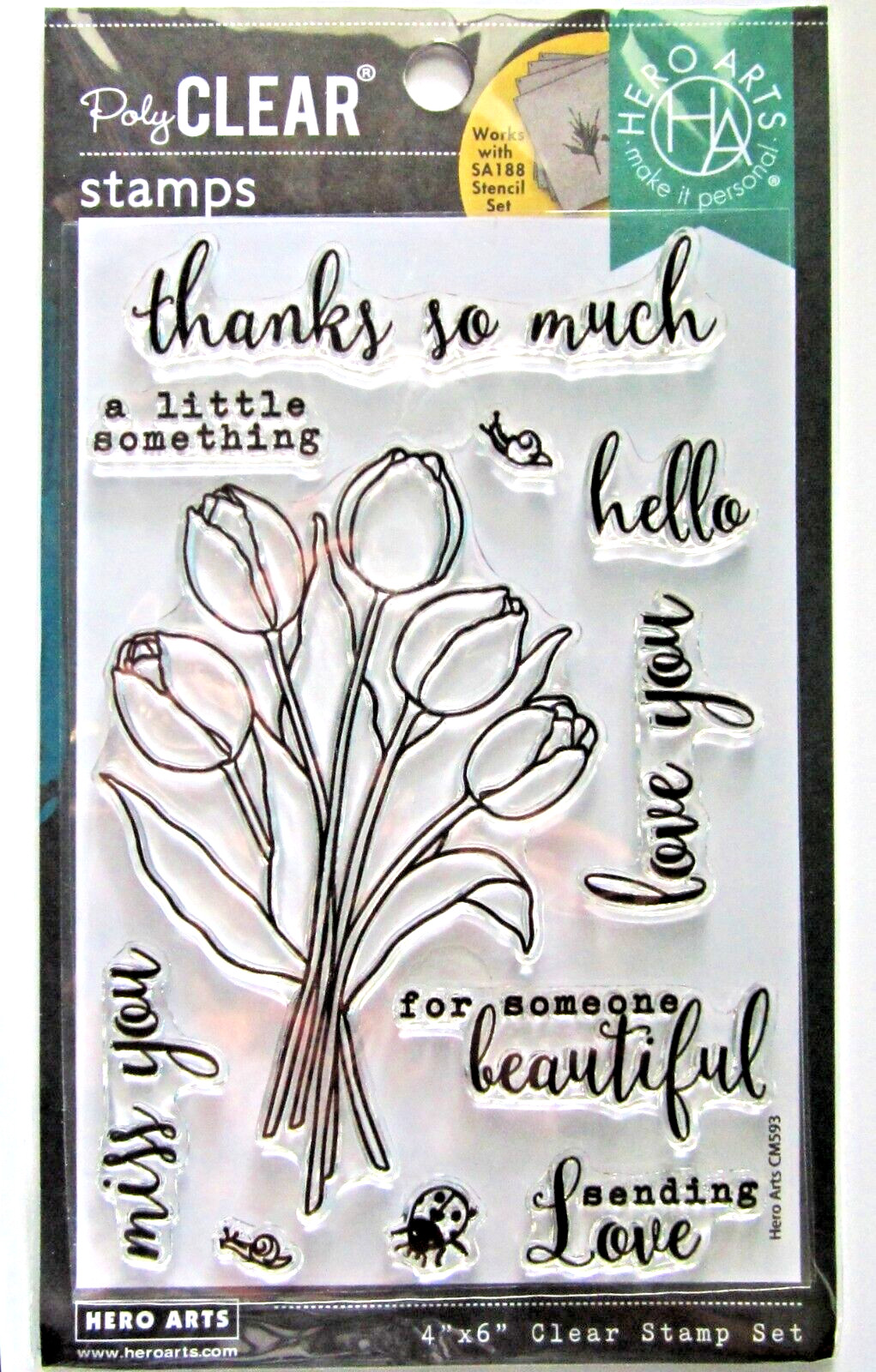 Tulip Bouquet Flowers Clear Flower Stamp Set by Hero Arts CM593 NEW!