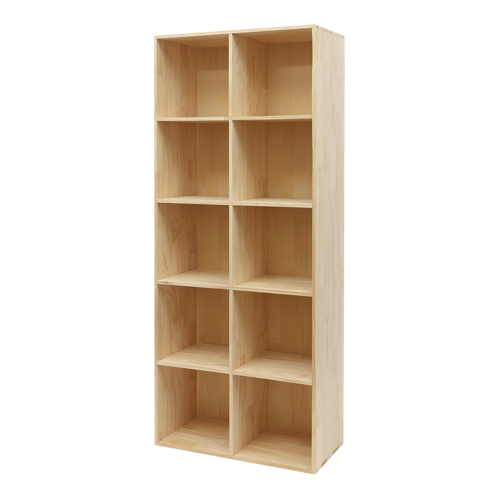 10 Cube Solid Wood Shelves, Wooden Shelf Bookcase, Floor Standing Bookshelf