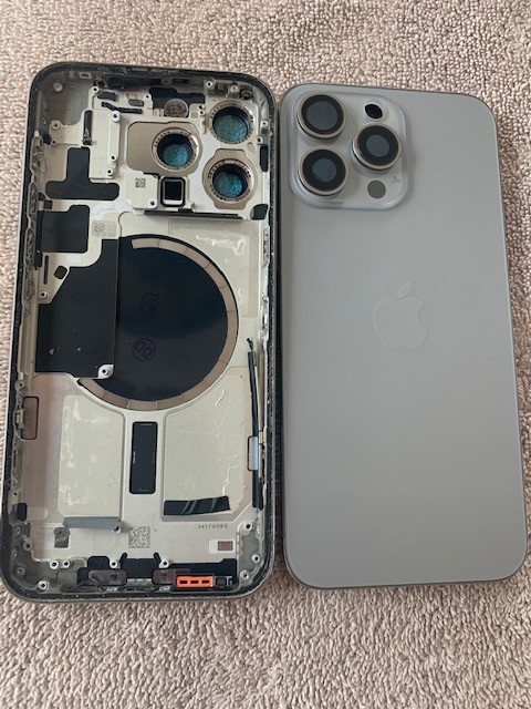 Apple iPhone 15 pro max rear back glass housing chasis ( silver ) ( C )