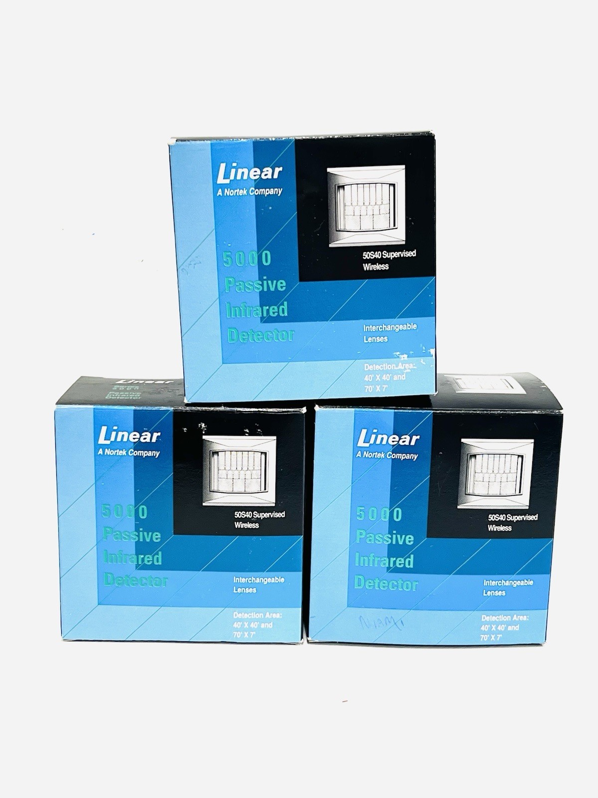Lot Of 3 LINEAR 5000 PASSIVE INFRARED DETECTORS, 50S40 Wireless, NIB