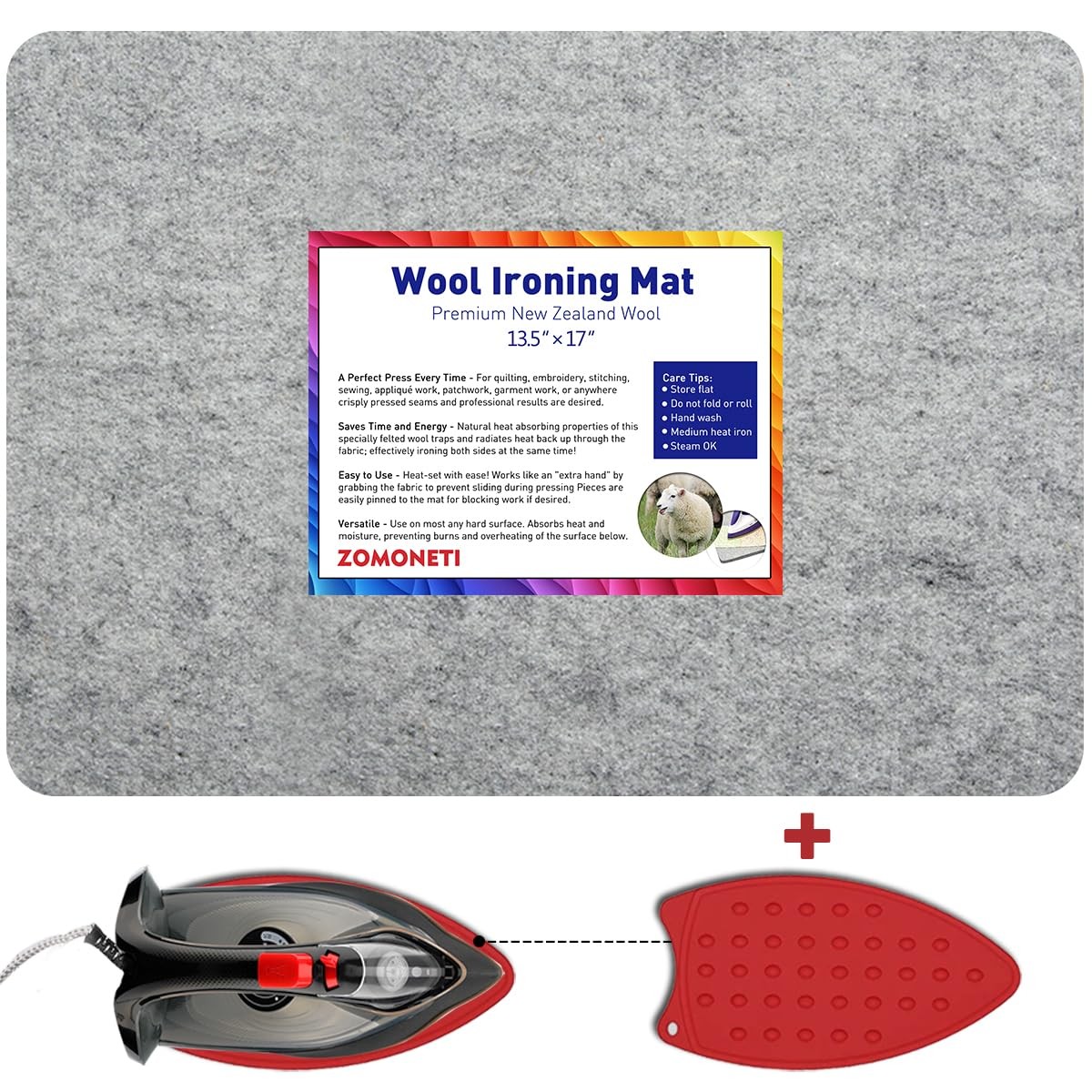 17" x 13.5" Wool Pressing Mat 100% New Zealand Felted Wool Ironing Mat Pad Bl...