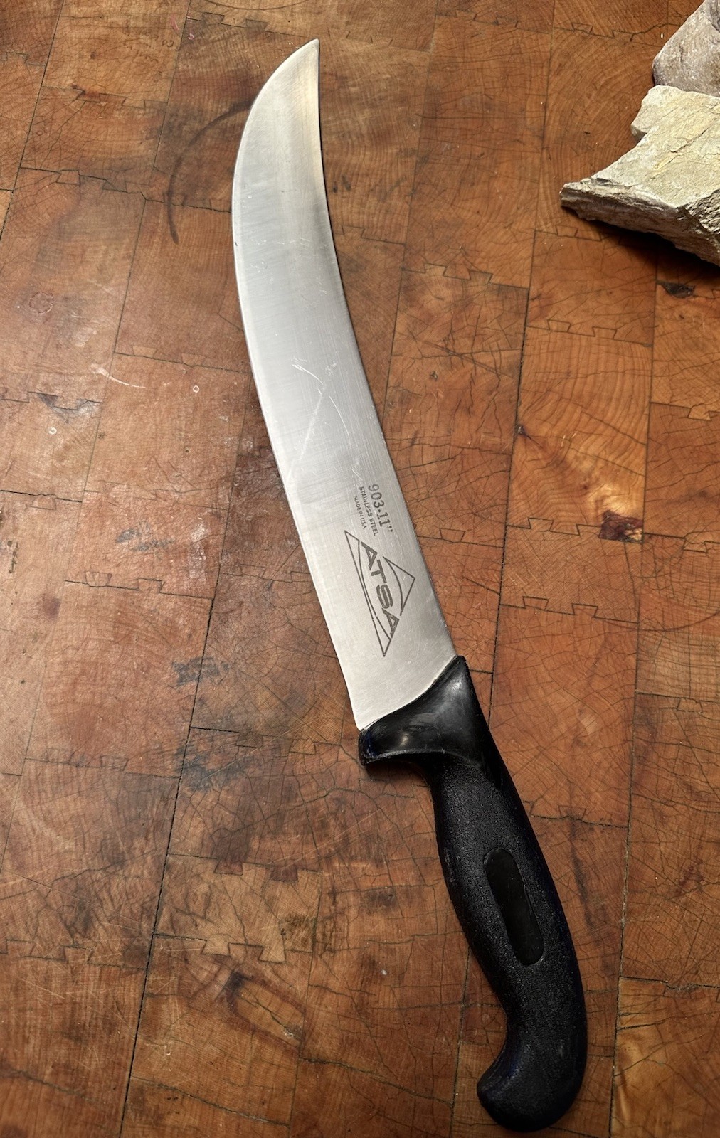 Vintage ATSA 11” Breaking/Butcher( Cimitar )Knife Stainless Steel USA