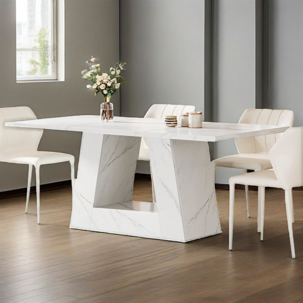 Dining Table Faux Marble Dining Table White Modern Kitchen Table for Dining Room